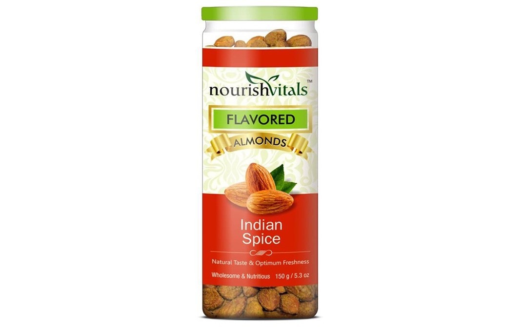 NourishVitals Flavored Almonds Indian Spice   Jar  150 grams